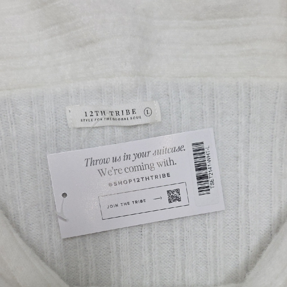 NWT Women's 12th Tribe Pamela Off-Shoulder Ivory Sweater Size Lg - Picture 4 of 6
